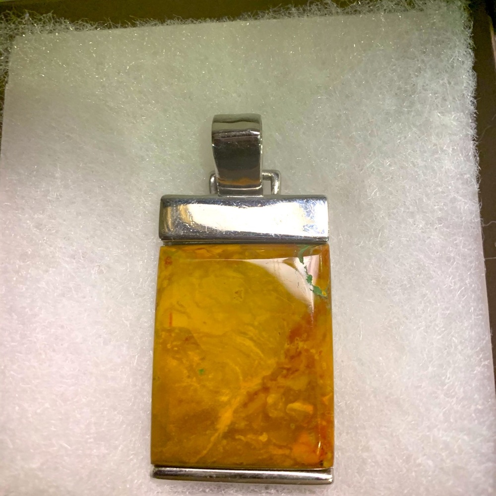 Gold Quartz and Silver Pendant